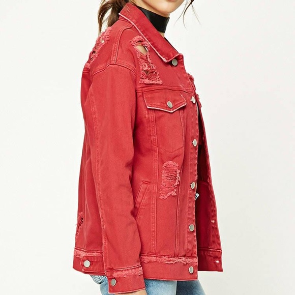 Coats | Distressed Red Jacket | Poshmark